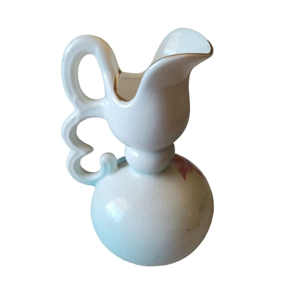Vintage Ceramic Porcelain Floral Handpainted Vase Pitcher 7.5